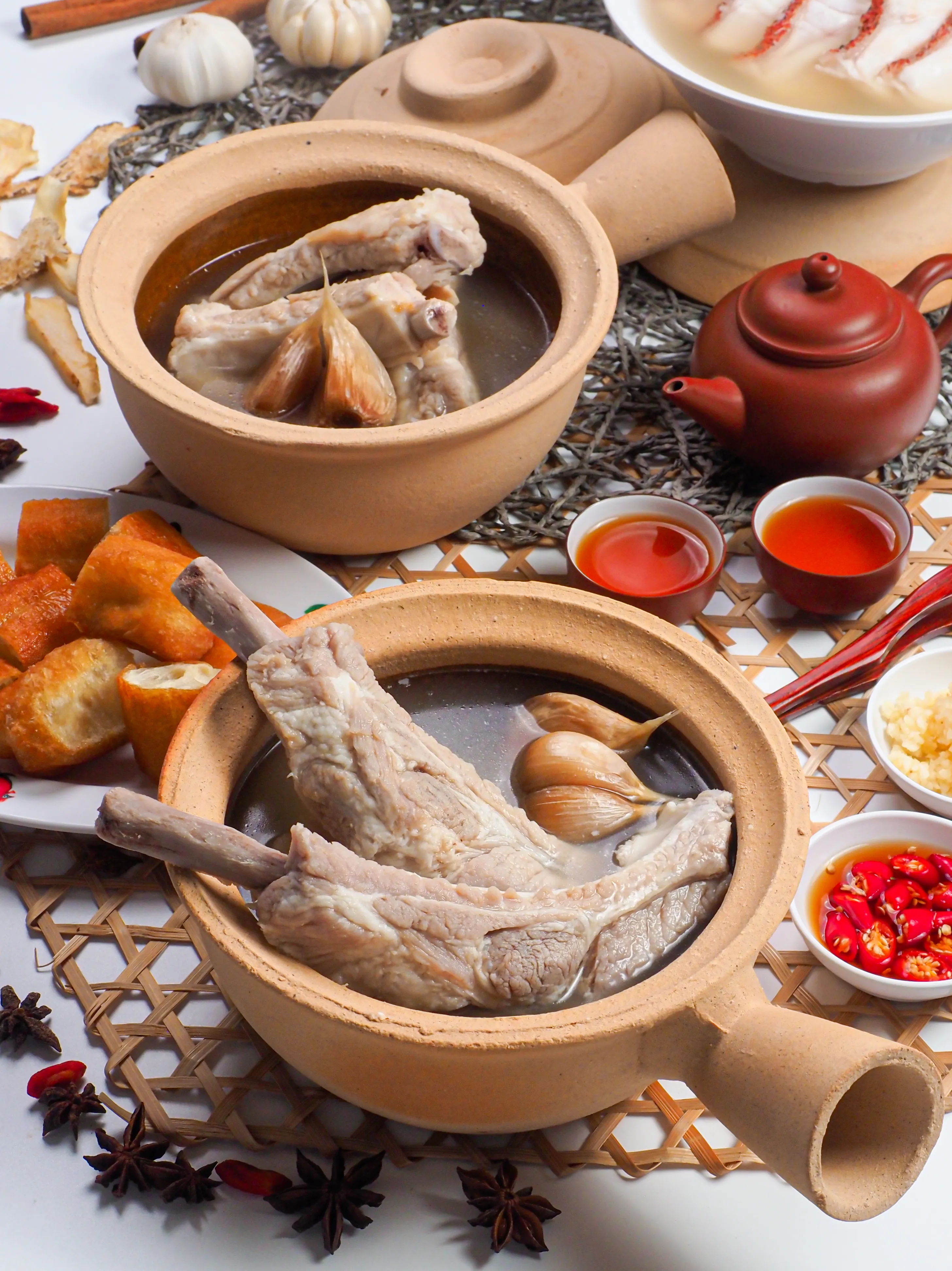 Bak kut teh claypot Singapore food photography