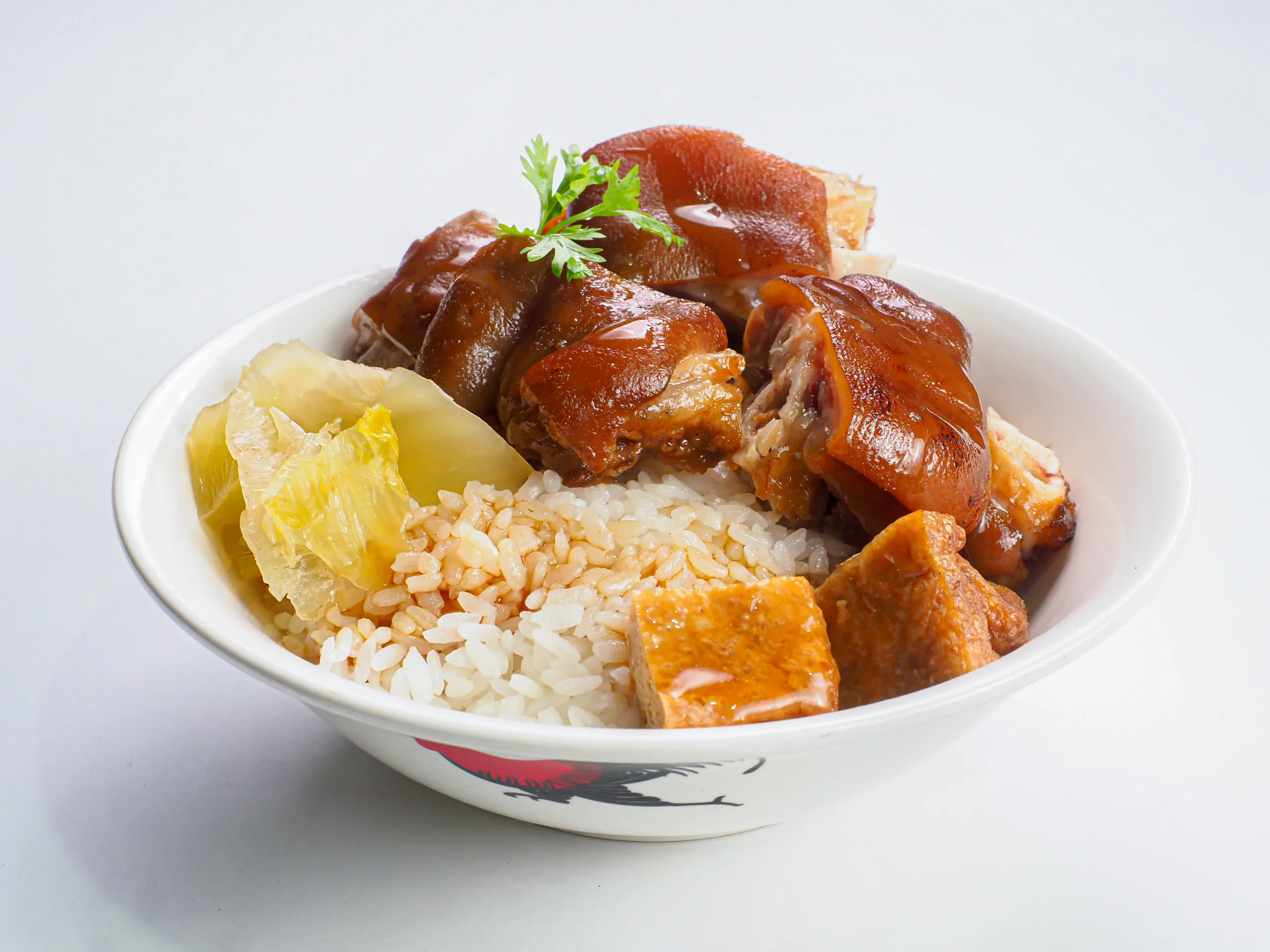 Braised pork trotter rice hawker food photography Singapore