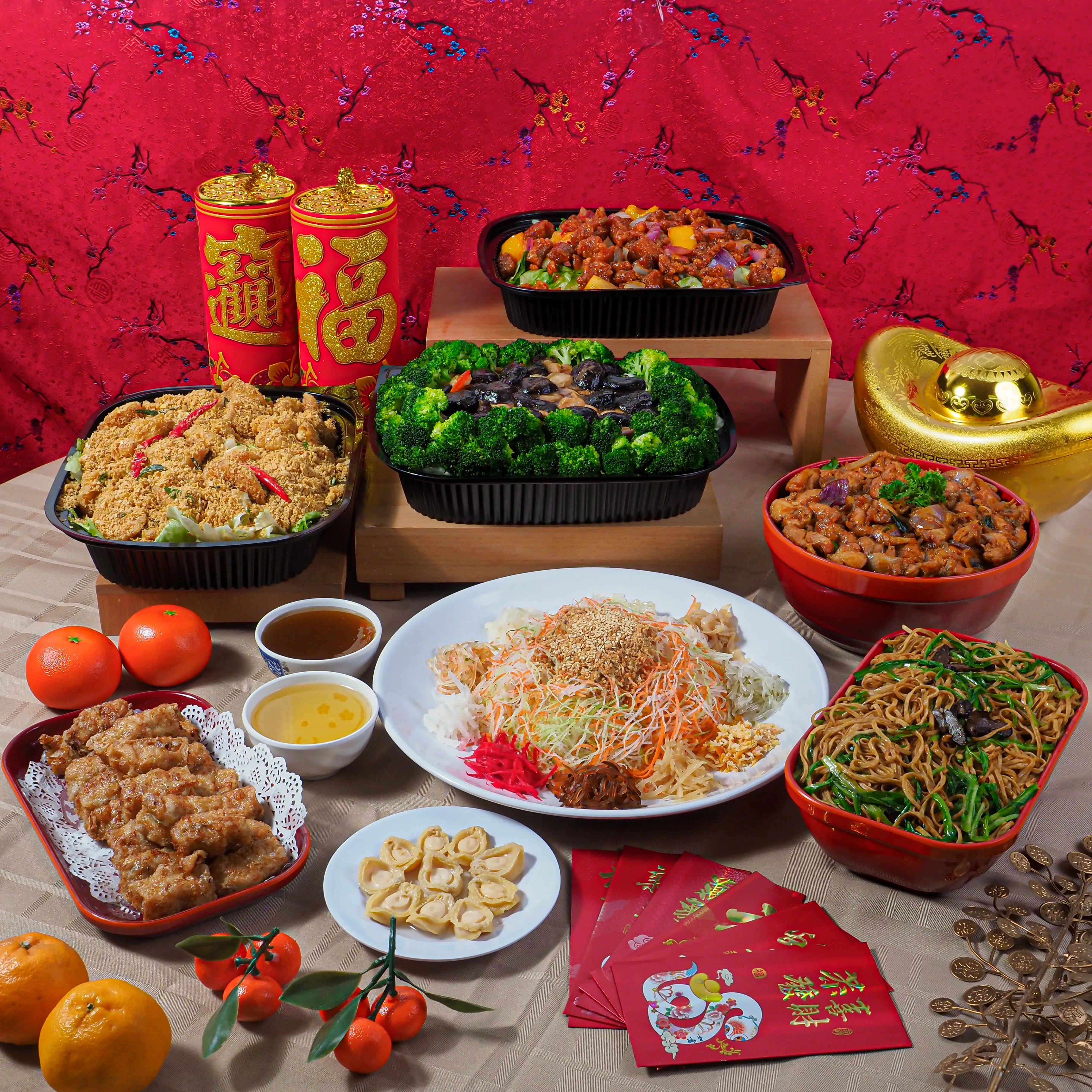 Chinese New Year reunion dinner full spread food photography Singapore hotel