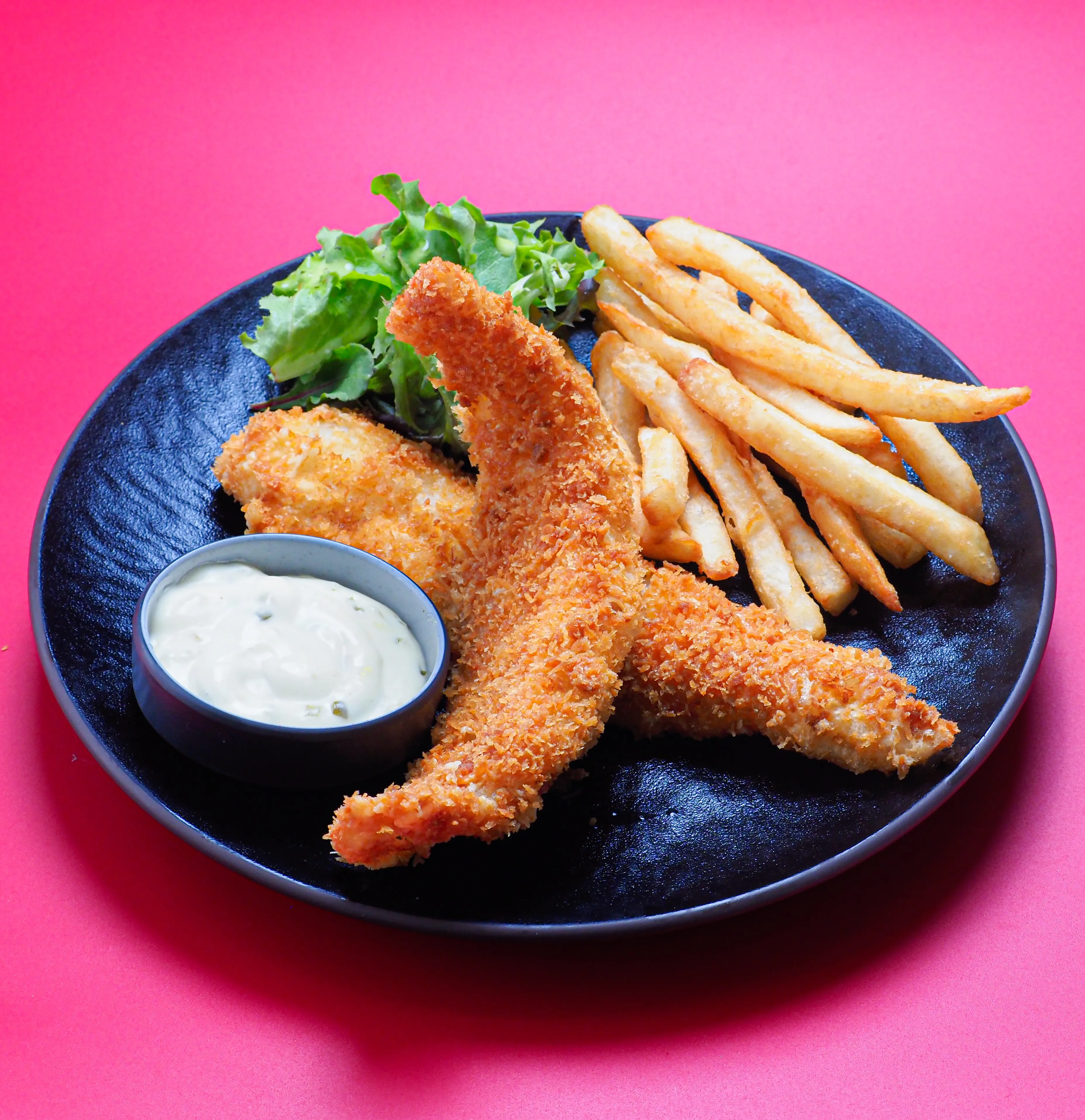 Crispy fish fingers fries tartar sauce cafe food photography Singapore