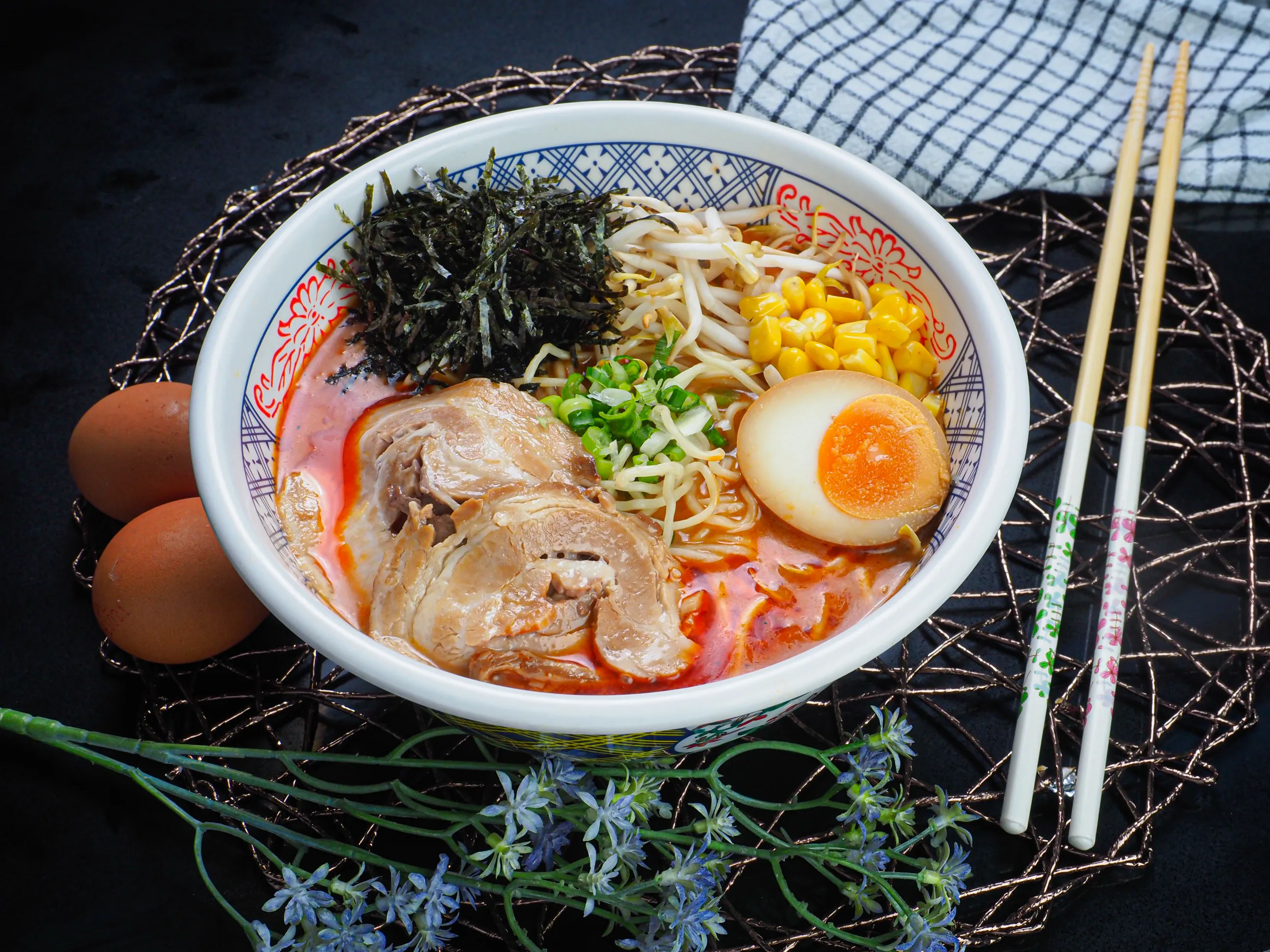 Spicy ramen chashu egg Japanese restaurant food photography Singapore